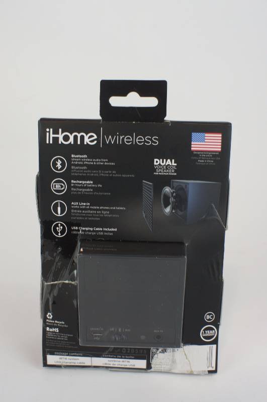 lot 6 image: iHome Bluetooth Rechargeable Mini Speaker Cube Black