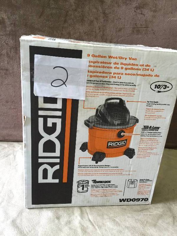 lot 2 image: Ridgid 9 Gal WetVac WD0970