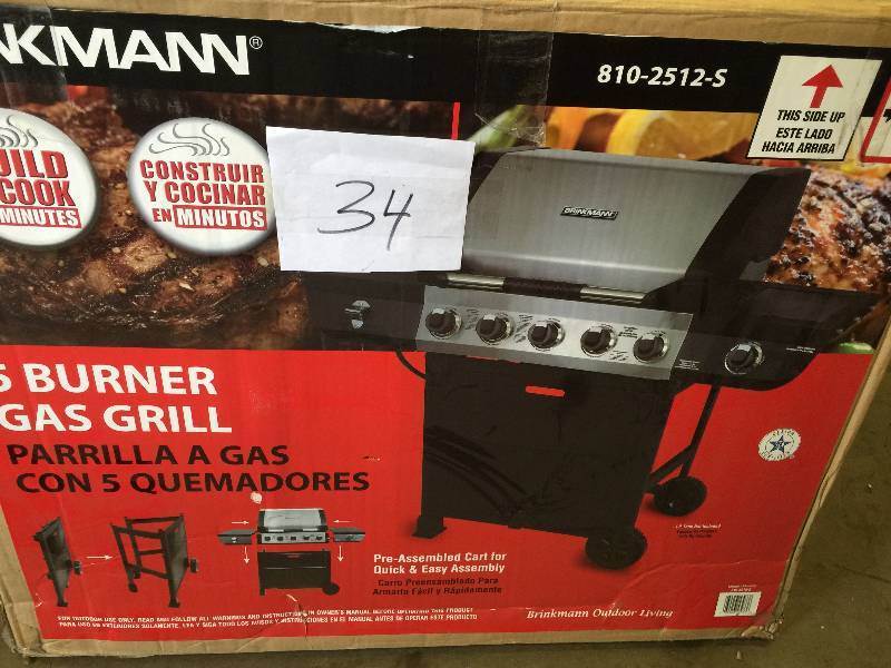lot 34 image: Brinkmann 5 Burner Gas Grill 810-2512-S NEW