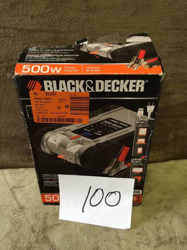 lot 100 image: Black and Decker Power Inverter 500W