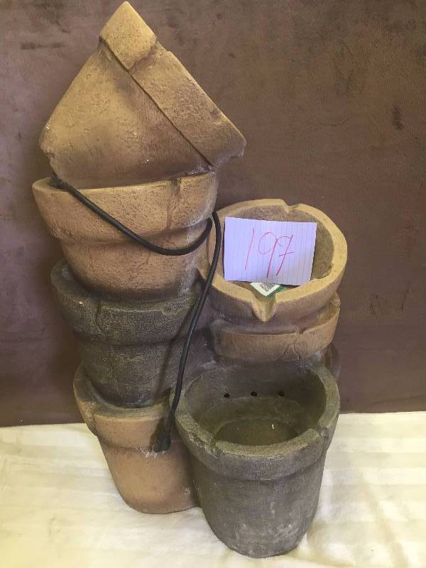 lot 197 image: Hampton Bay Villa  Terra Cotta Pots Outdoor Fountain