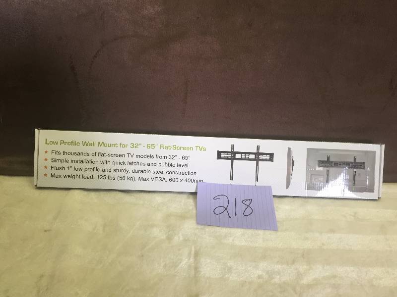 lot 218 image: Low Profile Wall Mount for 32-65 Flat Screen TVs