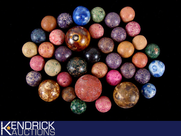 lot 3 image: 40 Antique Bennington, and Clay Marbles