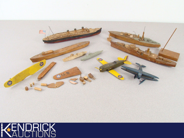 lot 24 image: Lot of Vintage Wood Craft Ships, Planes etc.