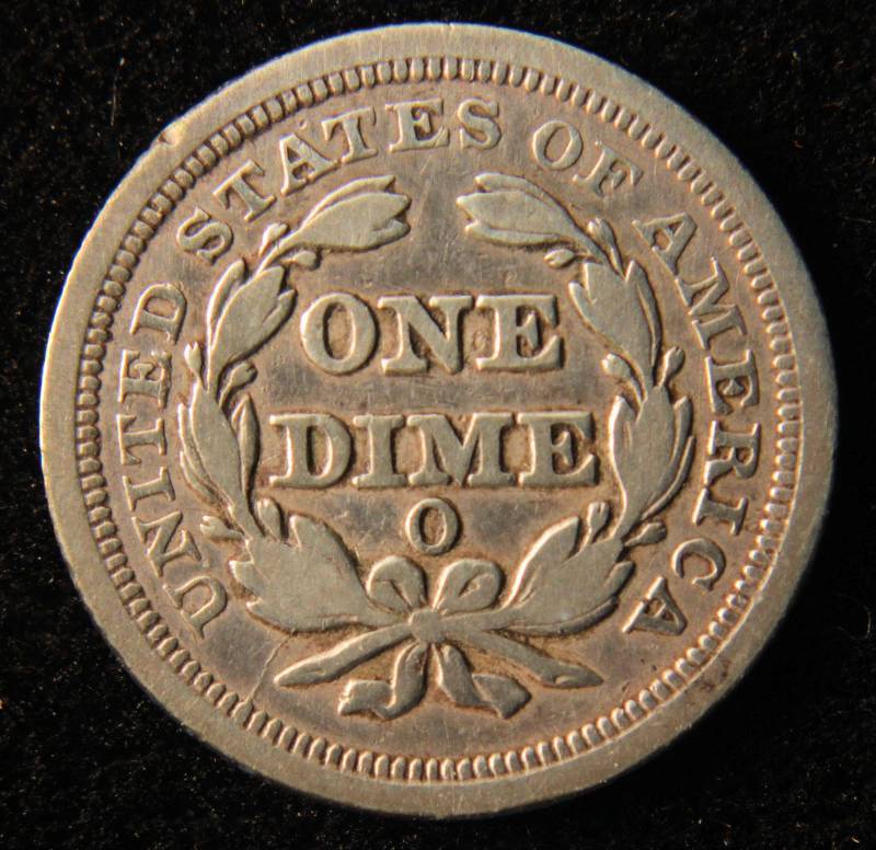 1854 O US SEATED SILVER HALF DIME VF DETAILS