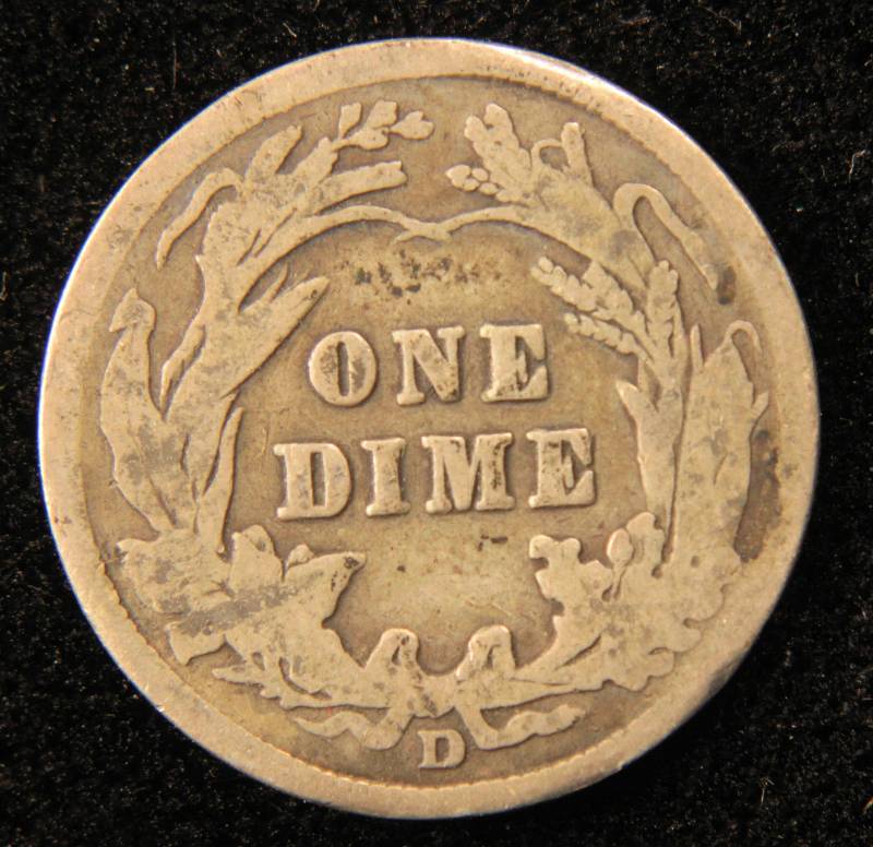 1914 D BARBER SILVER DIME VG