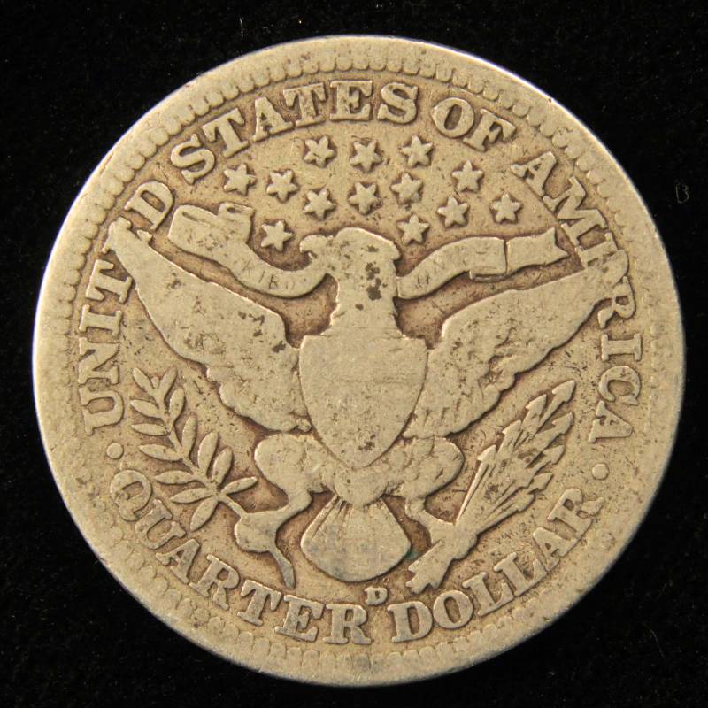 1916 D BARBER SILVER QUARTER VG