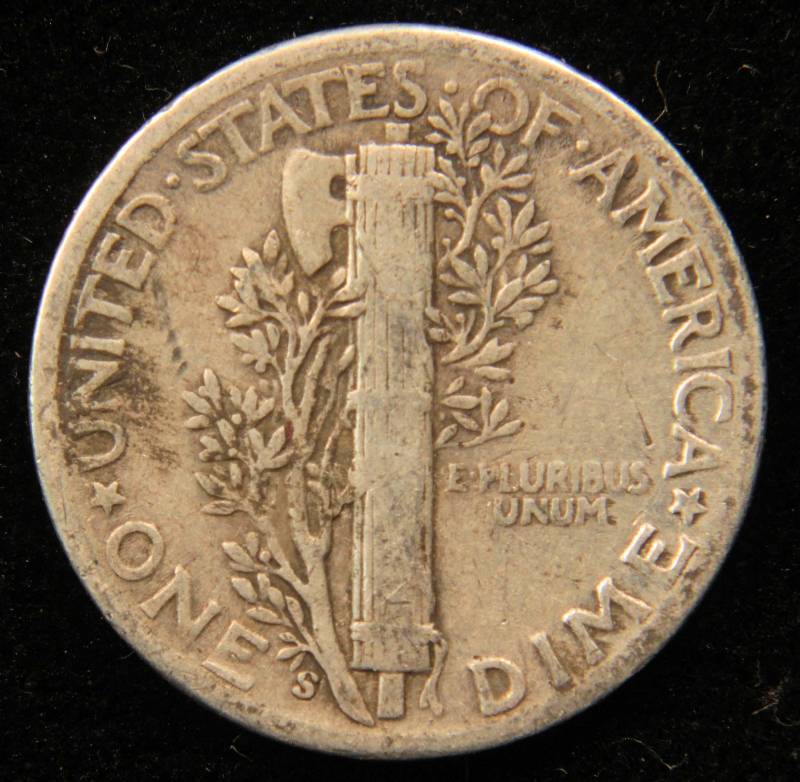 1944 S MERCURY SILVER DIME VF