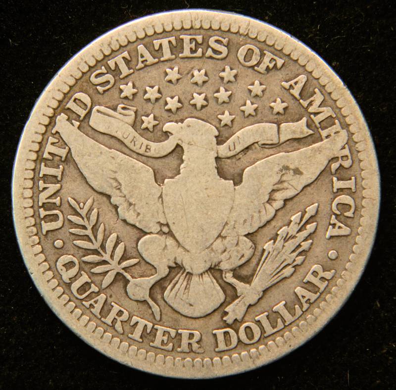 1911 BARBER SILVER QUARTER VG