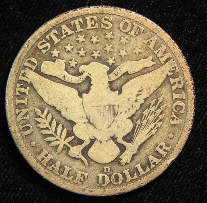 1915 D BARBER SILVER HALF DOLLAR