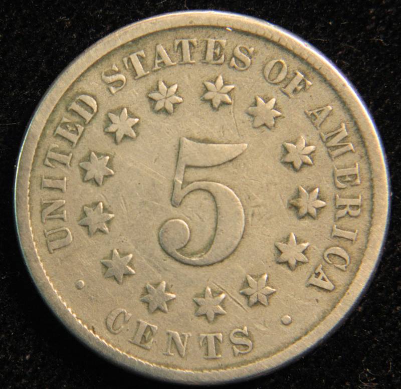 1870 US SHIELD NICKEL VG