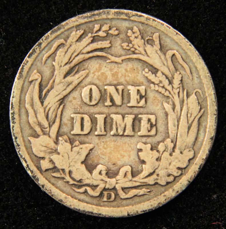 1914 D BARBER SILVER DIME VG