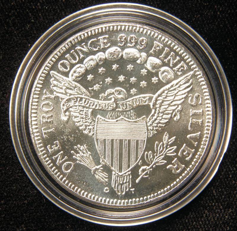 1 TROY Oz. .999 FINE SILVER ROUND DRAPED BUST STYLE IN AIRTITE HOLDER