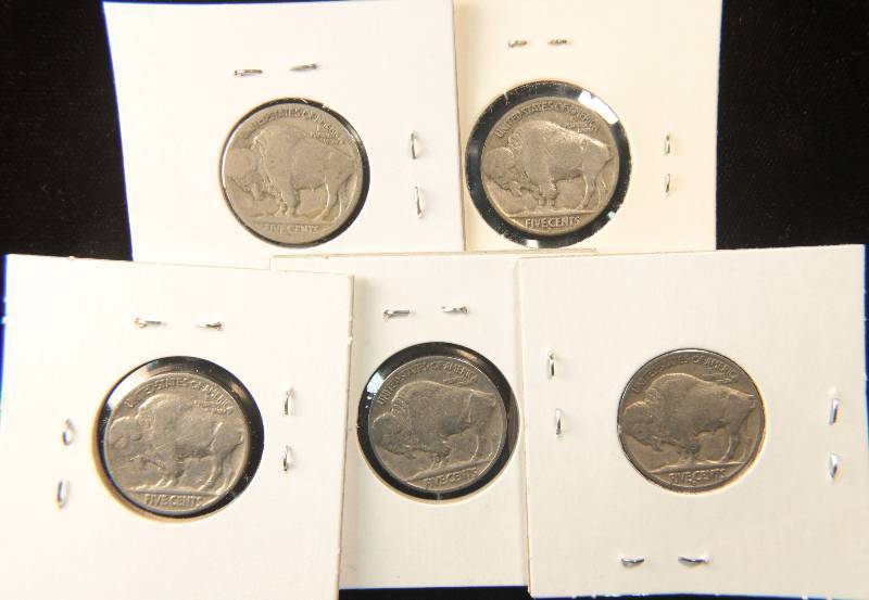GROUP OF 5 BUFFALO NICKELS AS PICTURED