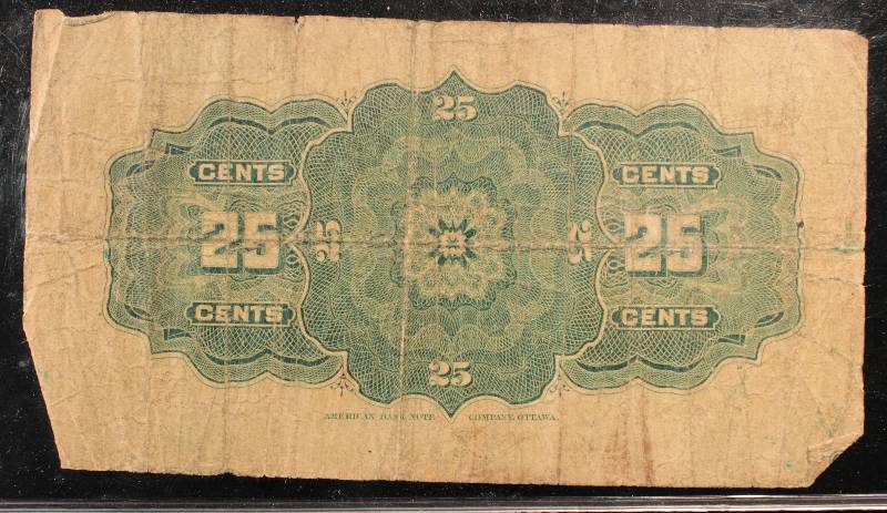 1900 CANADA FRACTIONAL 25 CENT BILL CANADIAN CURRENCY