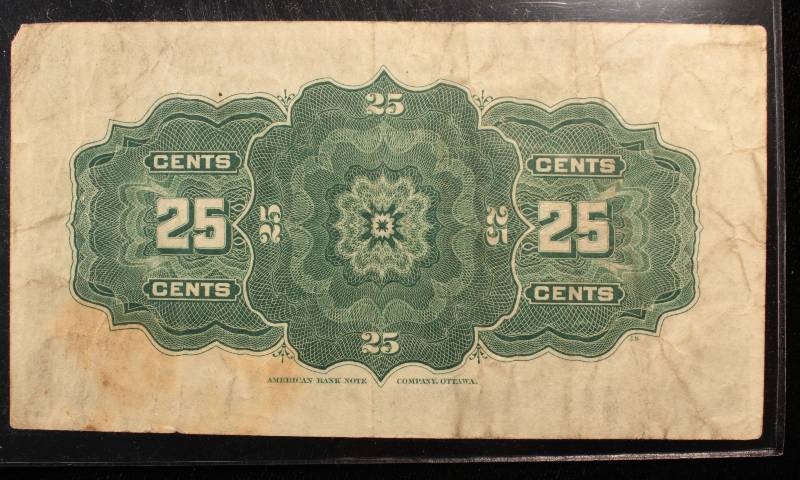 1900 CANADA FRACTIONAL 25 CENT BILL CANADIAN CURRENCY