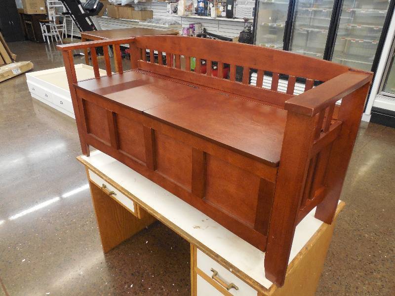 Linon Home Decor Walnut Finish Split Seat Storage Bench