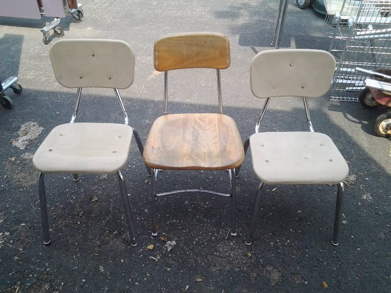 3-Old School Desk Chairs