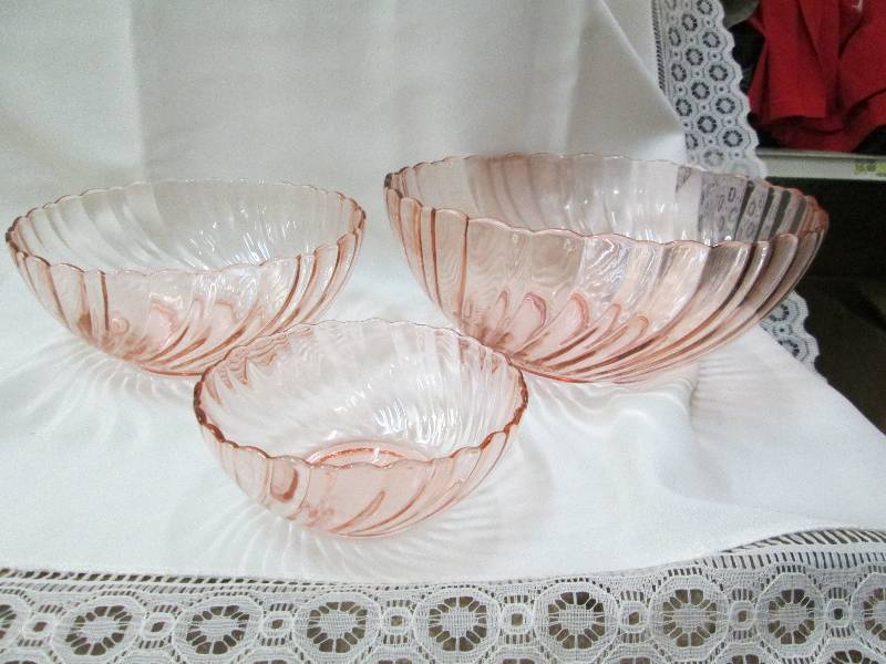 Pink glass bowls...