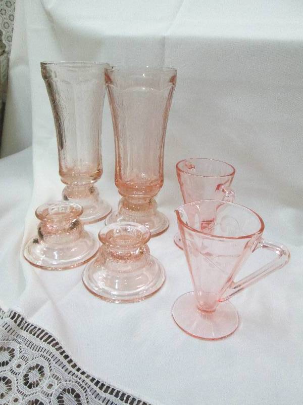 Pink glass dishes...