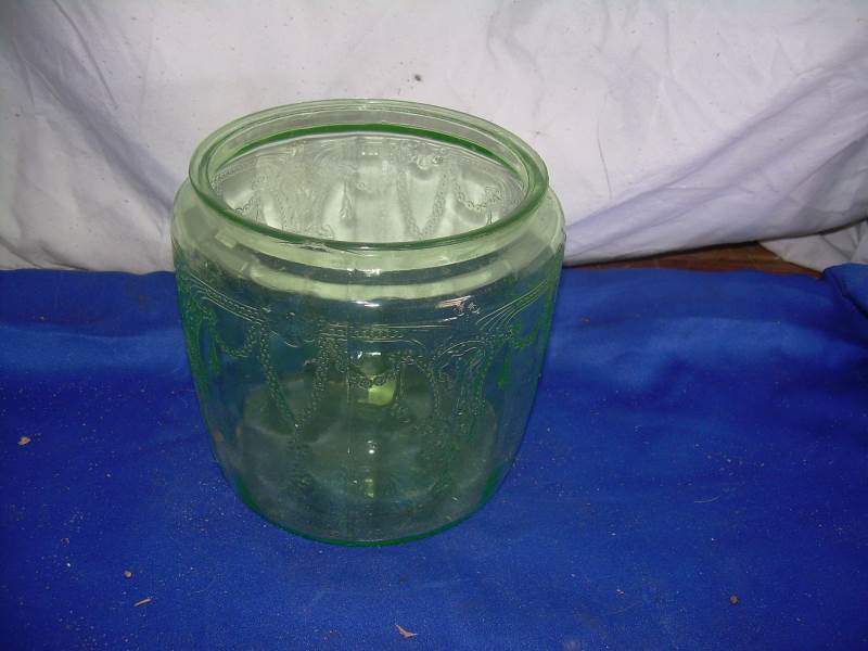green carnival glass bowl