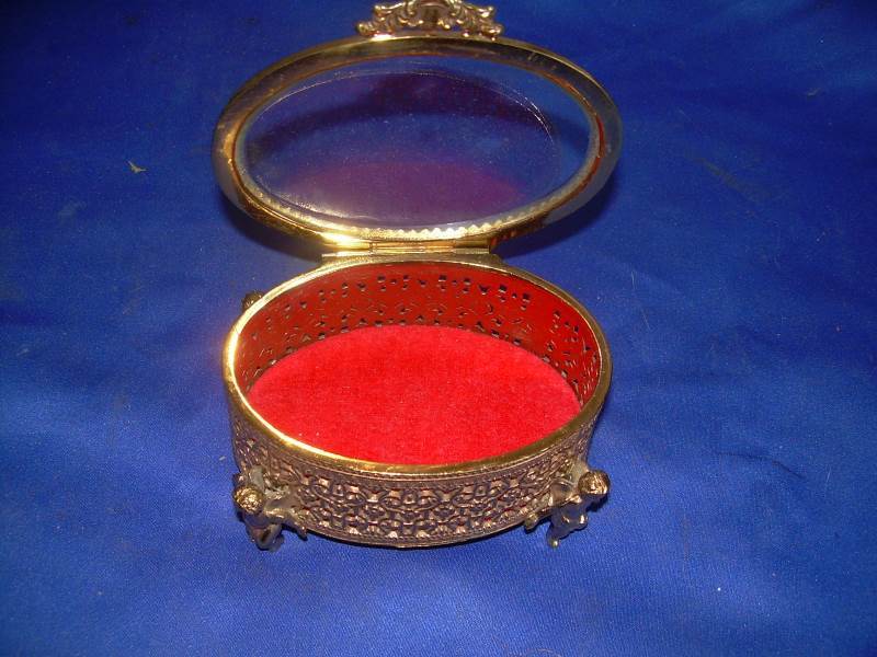 vintage brass trinket box