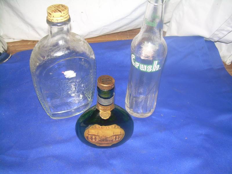 3 vintge glass bottles