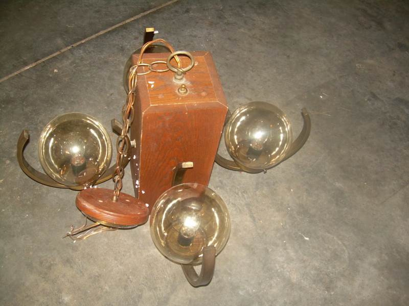 Vintage hanging light and 4 glass globes