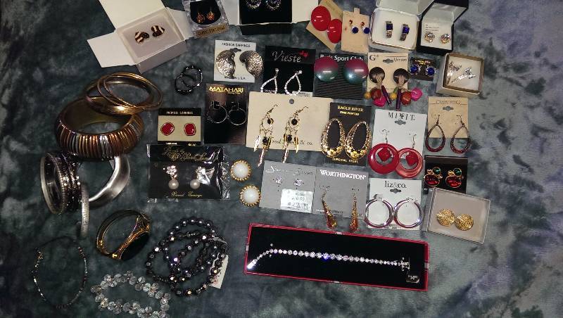 Pierced earrings, bracelets ( some 14K gold and sterling silver)