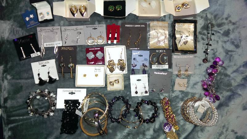 Pierced earrings, bracelets ( some 14K gold and sterling silver)
