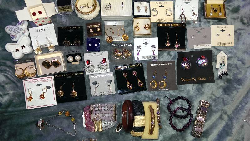 Pierced earrings, bracelets ( some 14K gold and sterling silver)