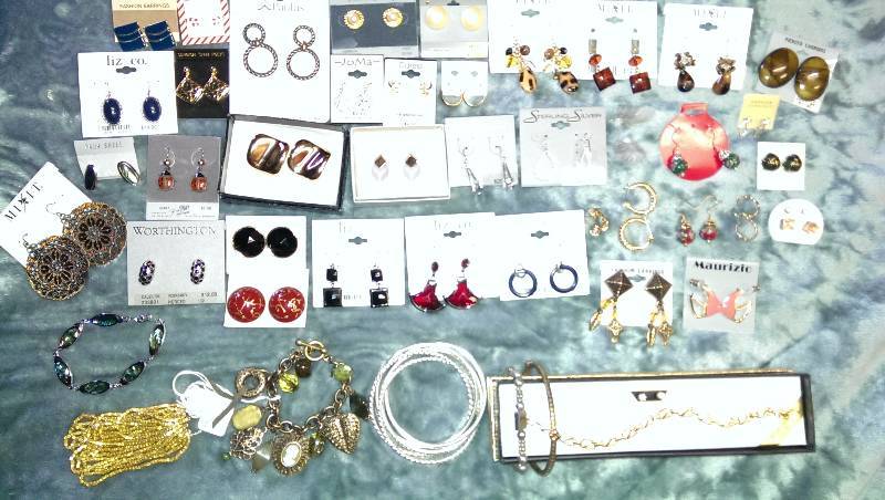 Pierced earrings, bracelets ( some 14K gold and sterling silver)