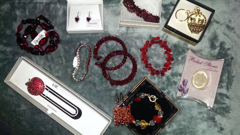 Earrings, bracelets, keychain, bookmark, misc.