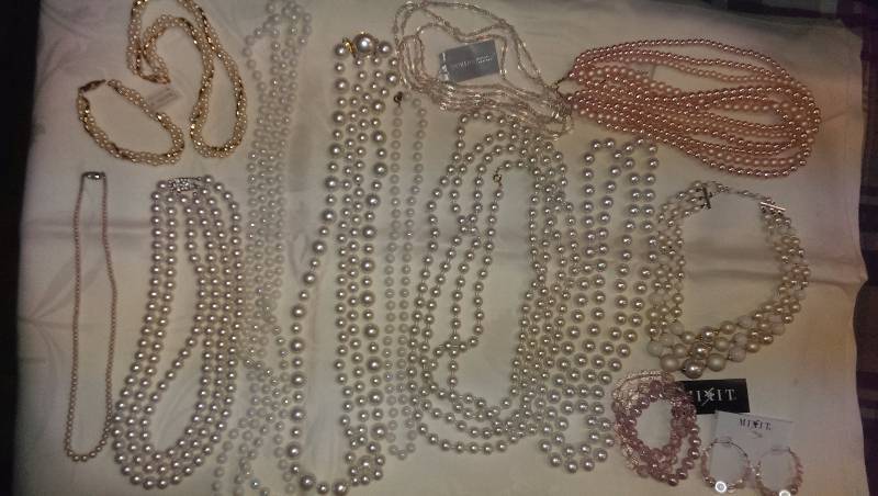 Large variety of necklaces, bracelet, earrings.