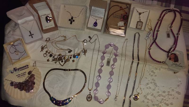 Large variety of necklaces (some sterling silver).