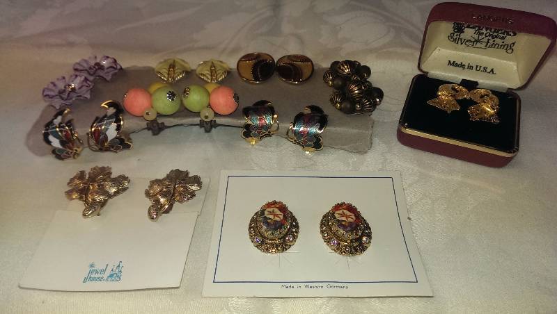Variety of clip-on earrings (some gold)