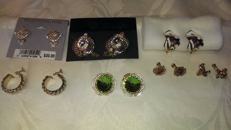 Variety of clip-on earrings (some gold)