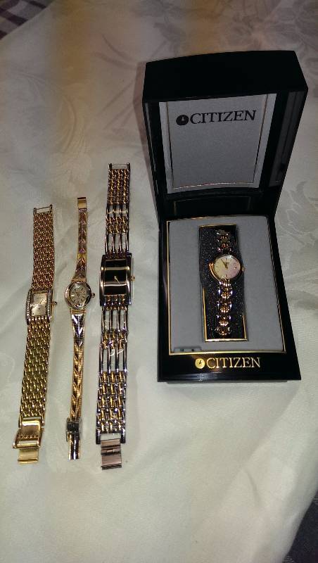 Four watches Citizen, Omn, Northcrest, and Sergio Valente