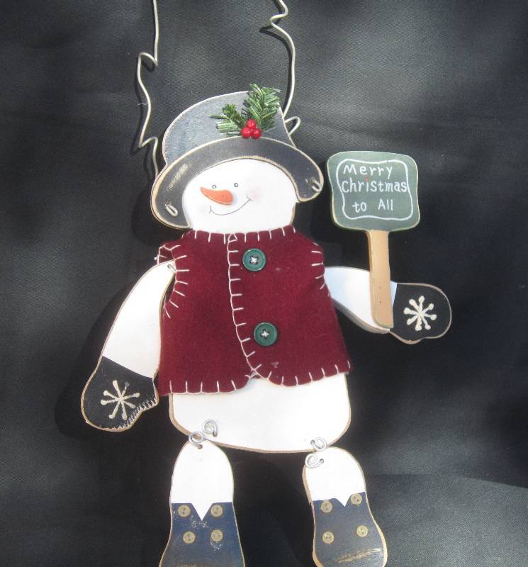 lot 421 image: NEW - Wood Snowman Merry Chirstmas to All