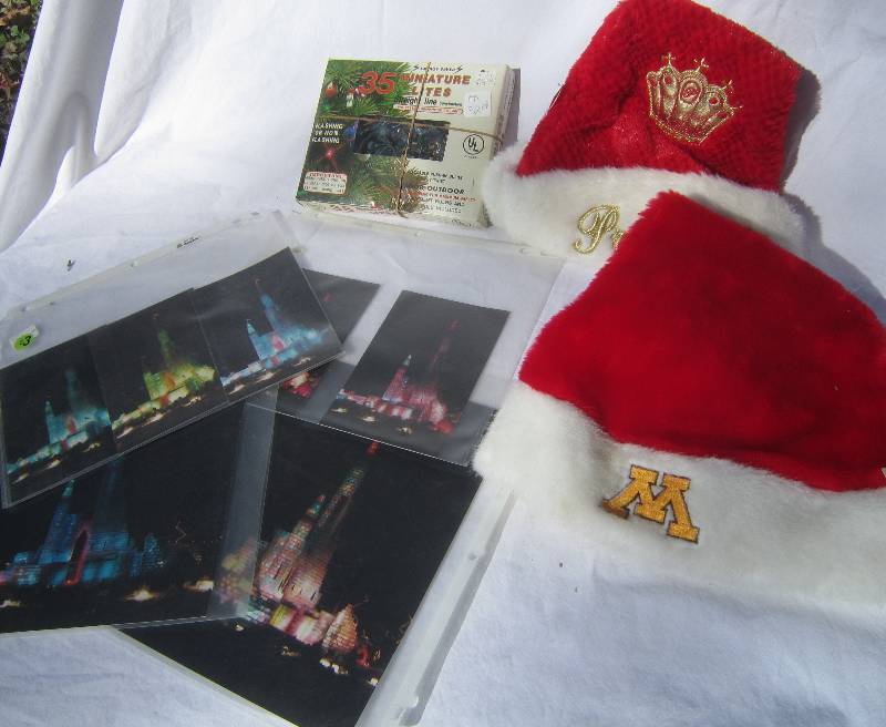 lot 484 image: Christmas Hats U of M & Princess, Ice Castle Pictures and Light in Box