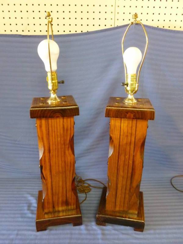 lot 125 image: Wooden Lamps