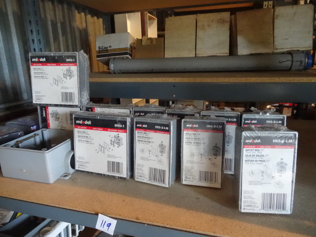 Shelf of Red Dot WP Boxes
