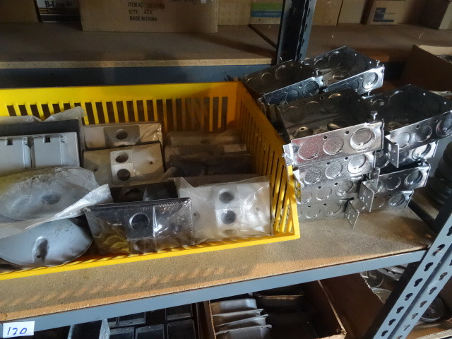 Shelf of Metal Boxes & Plates