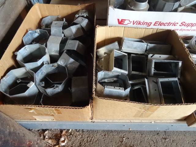 Shelf of Metal Boxes & Ext. Rings