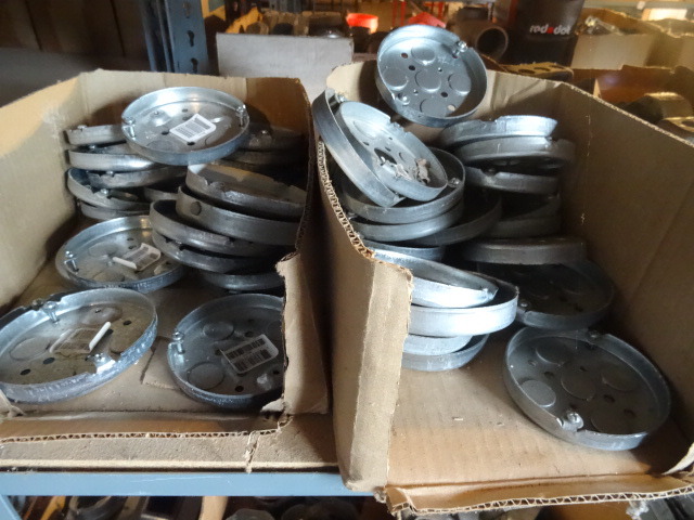 Shelf of Metal Boxes & Caling Pans