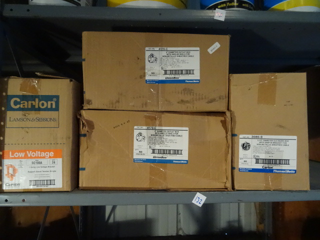 Shelf of Plastic Boxes