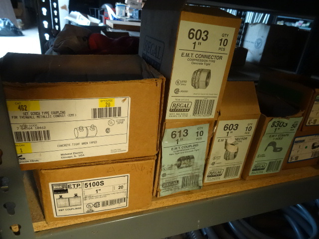 Shelf of Misc Electrical Fittings Etc..