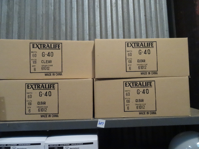 Shelf of 60W G-40 Lamps Qty 24
