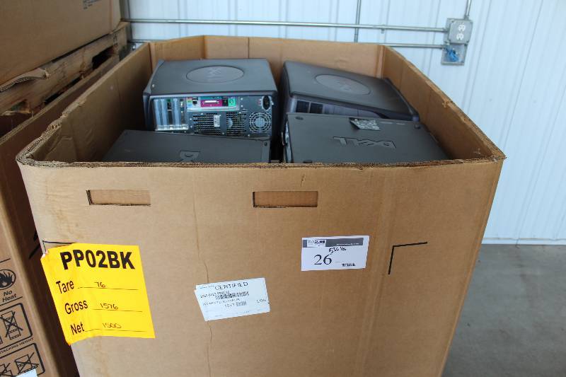 lot 26 image: Gaylord Box Lot of Used Electronics Including Desktop Computers 536lbs Total Weight.
