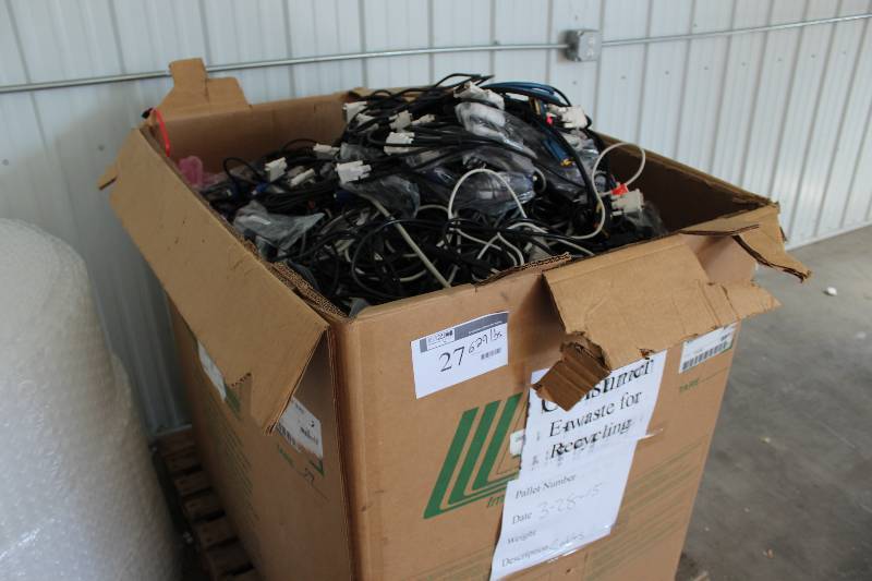 lot 27 image: Gaylord Box Lot of Used Electronics Including Miscellaneous Computer Cables & Cords 629lbs Total Weight.